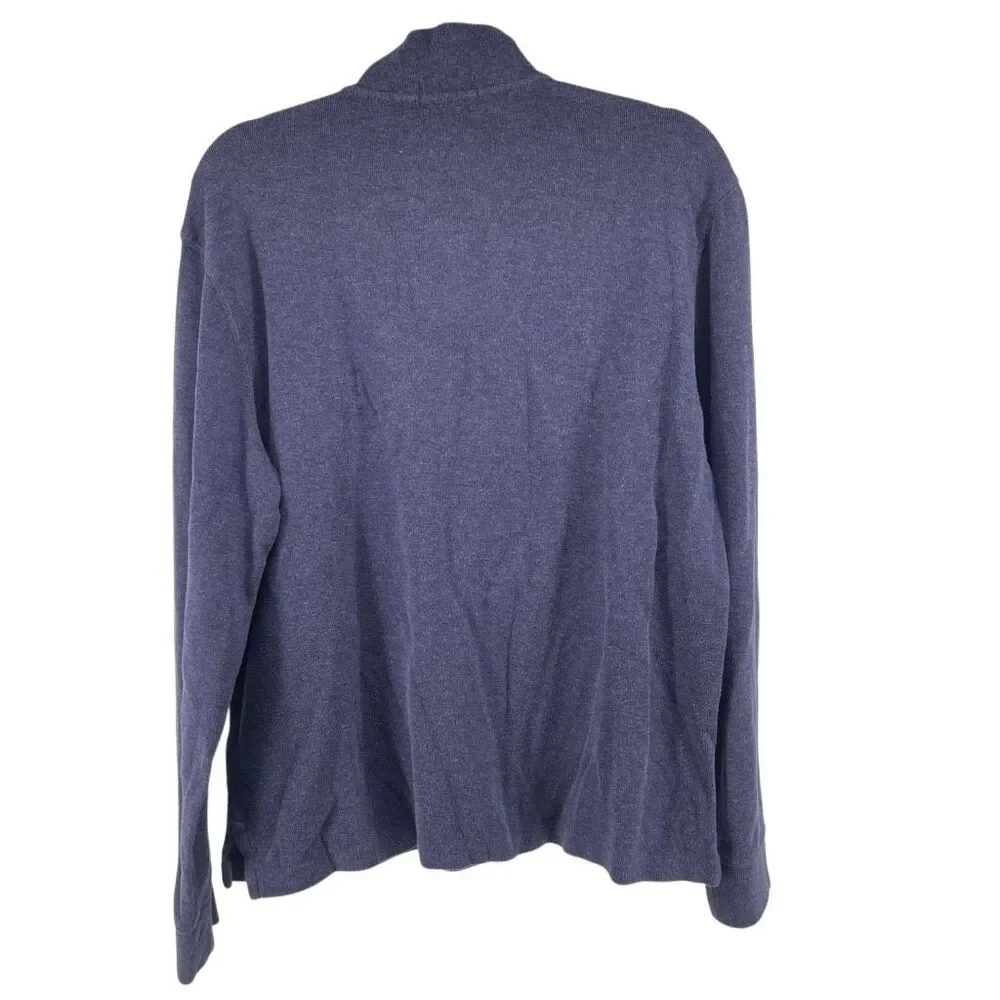 POLO Ralph Lauren Estate Rib Blue Quarter Zip Cotton Knit Sweater Medium